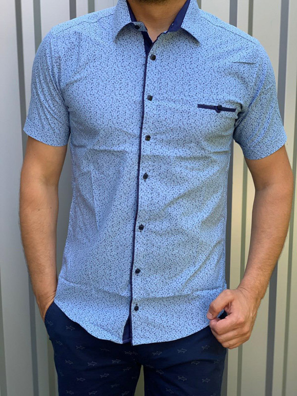 No Brand R27 l.blue (лето) рубашка мужские