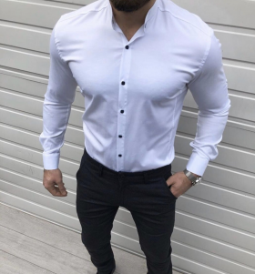 No Brand 33613 white (деми) рубашка мужские