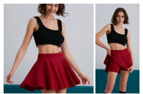 No Brand 1001 red (лето) юбка-шорты женские