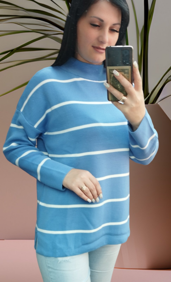 No Brand 9090 l.blue (зима) свитер женские