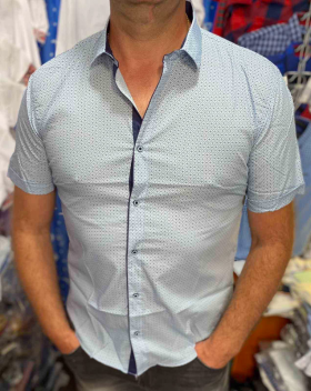 Fmt S2041 blue (лето) рубашка мужские