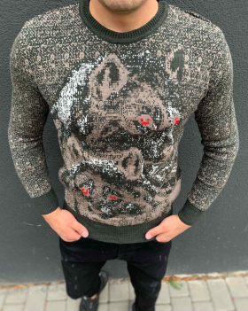 No Brand 3524 grey (зима) свитер мужские