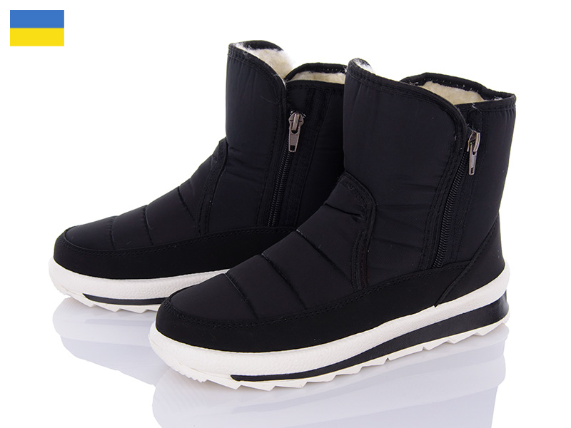 Malibu KWZ116 чорний-білий (зима) ботинки женские