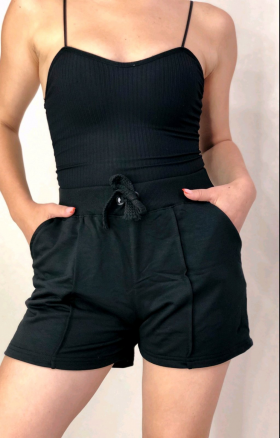 No Brand 1503 black (лето) шорты женские