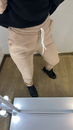 No Brand 210 beige (зима) штаны спорт женские