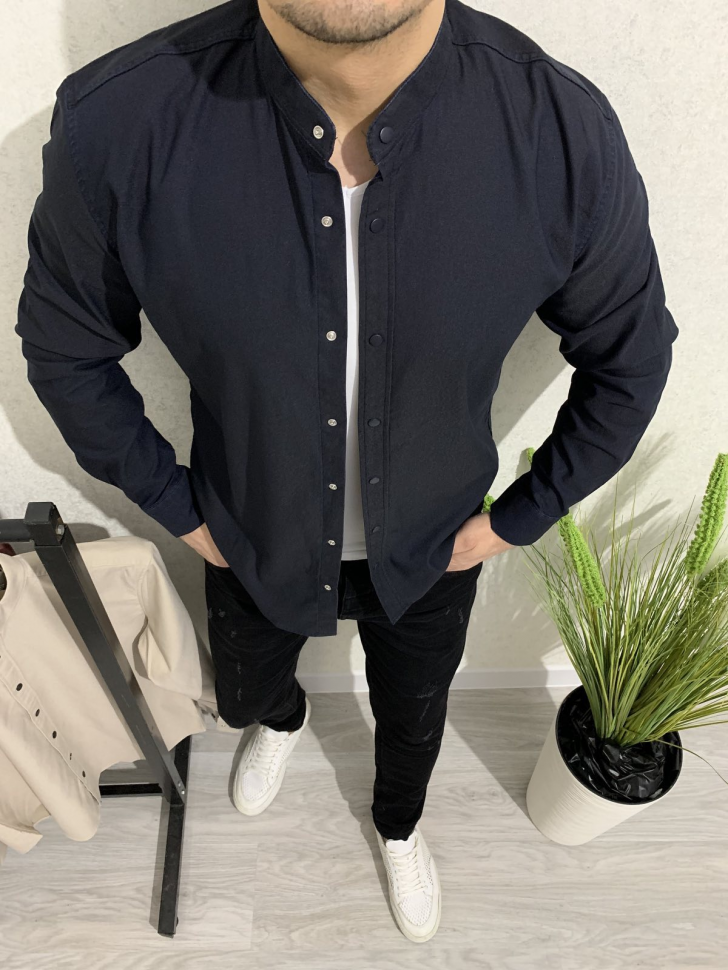 No Brand S2905 black (деми) рубашка мужские
