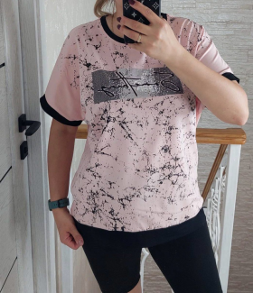 No Brand 17027 pink (лето) футболка женские