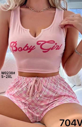 No Brand W0238 pink-old-1 (лето) пижама женские