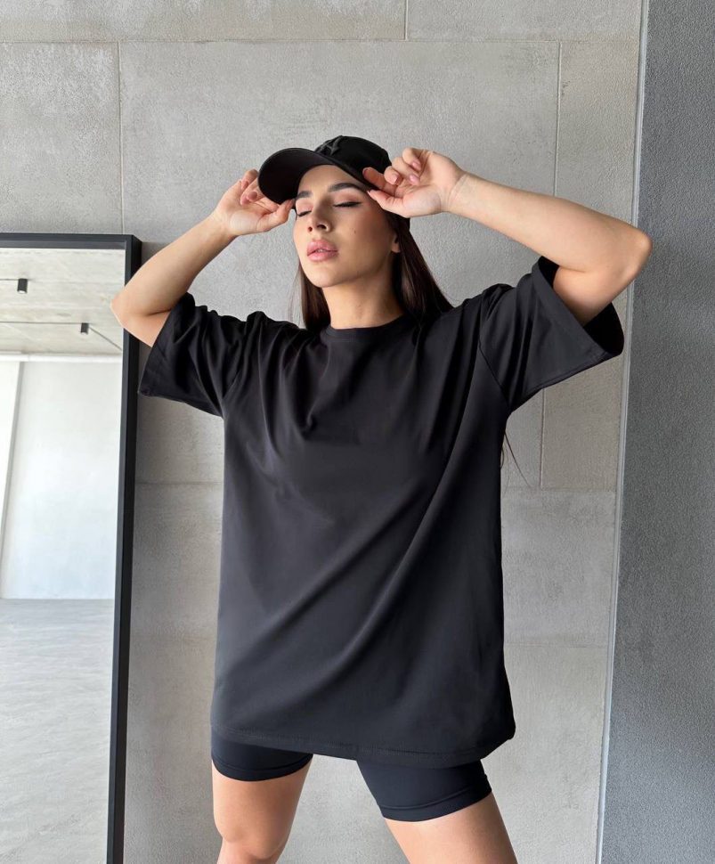 No Brand 4141 black (лето) футболка женские