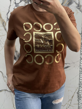 No Brand 4747 brown (лето) футболка женские