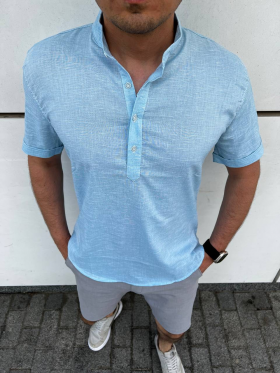 No Brand 34023 l.blue (лето) рубашка мужские