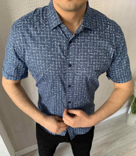 No Brand 5469 blue (лето) рубашка мужские