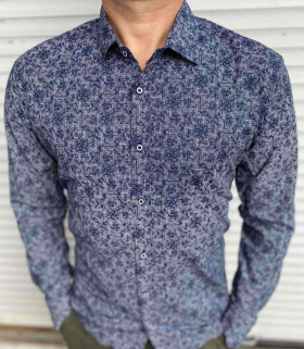 No Brand 32852 blue (деми) рубашка мужские